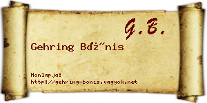 Gehring Bónis névjegykártya