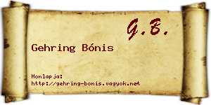 Gehring Bónis névjegykártya